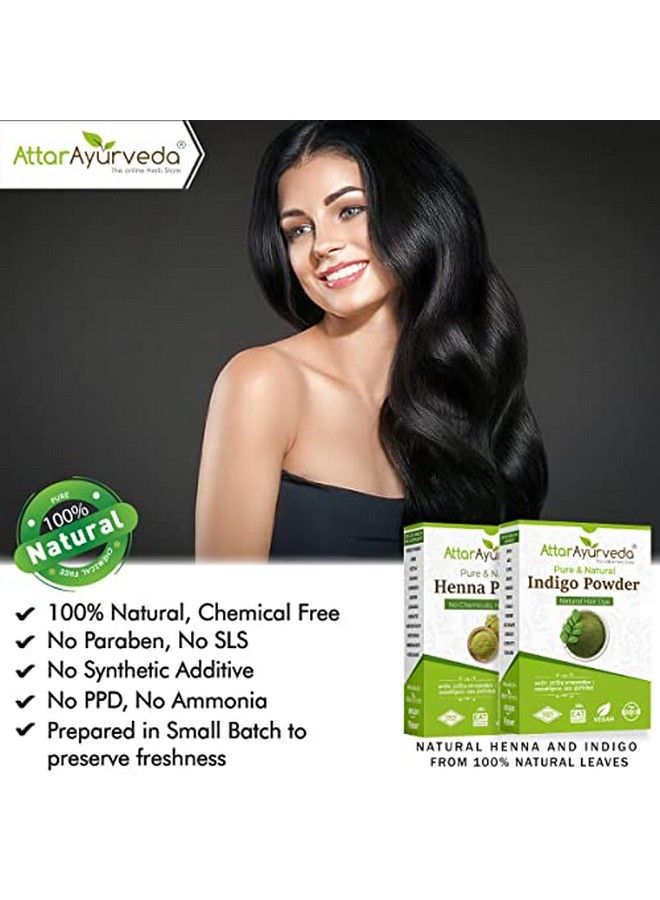 l Dye for Black Hair (Henna Leaves powder Indigo leaves powder combo pack) (200 grams + 200 grams = 400 grams total)