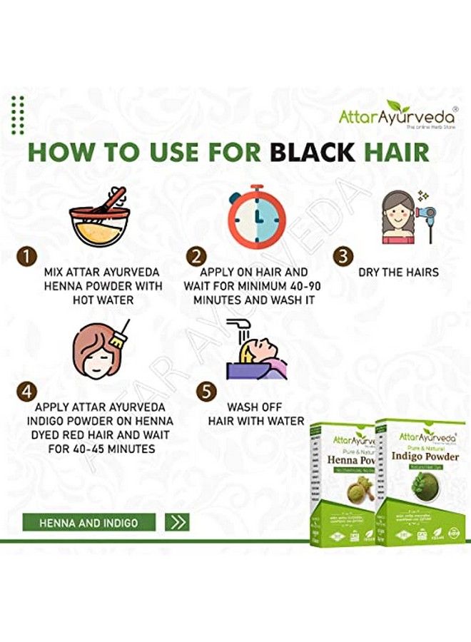 l Dye for Black Hair (Henna Leaves powder Indigo leaves powder combo pack) (200 grams + 200 grams = 400 grams total)