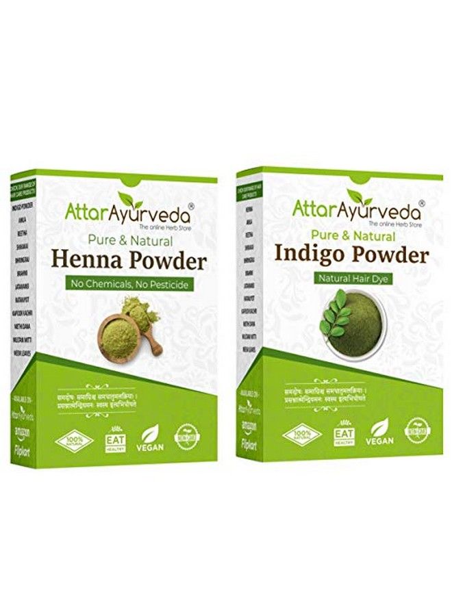 l Dye for Black Hair (Henna Leaves powder Indigo leaves powder combo pack) (200 grams + 200 grams = 400 grams total)