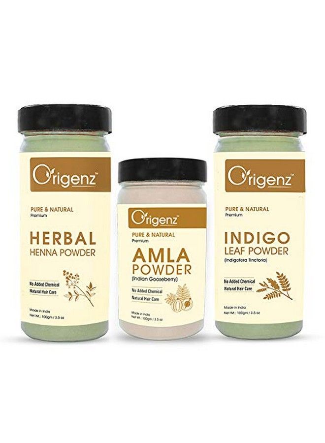 Premium Hair Care Combo (Herbal Henna Powder 100gm + Indigo Powder 100gm + Amla Powder 100gm)