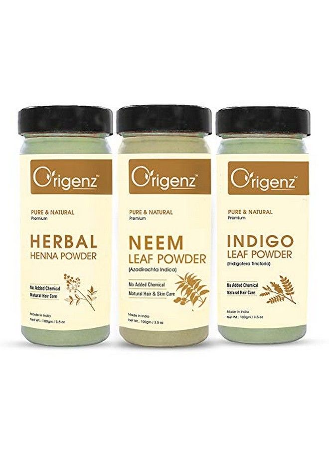 Premium Hair Care Combo (Herbal Henna Powder 100gm + Indigo Powder 100gm + Neem Powder 100gm)