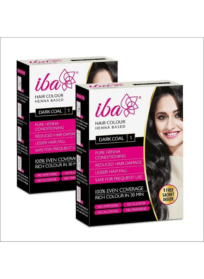 Hair Color Dark Coal (Pack Of 2) L No Ammonia L Sulfate Free L Long Lasting Color 140G Black