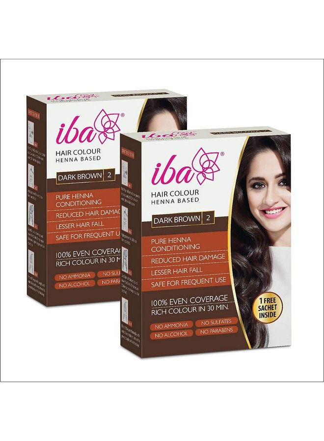 Hair Color Free Sachet Dark Brown 70G (Pack Of 2) ; No Ammonia L Sulfate Free L Long Lasting Color