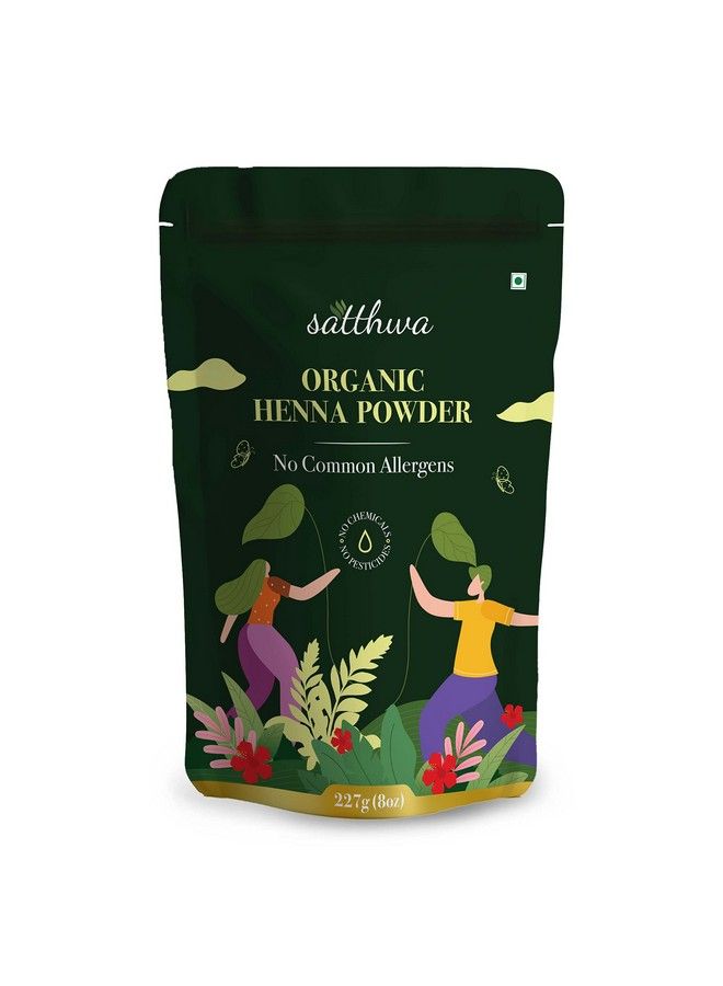 Organic Henna Powder (Mehndi Powder); 227Gm ;100% Pure & Natural Lawsonia Inermis ; Henna For Cools Scalp Nourishes & Deep Conditions Rich Brown Hair Colour & Covering Greys