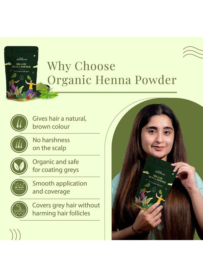 Organic Henna Powder (Mehndi Powder); 227Gm ;100% Pure & Natural Lawsonia Inermis ; Henna For Cools Scalp Nourishes & Deep Conditions Rich Brown Hair Colour & Covering Greys