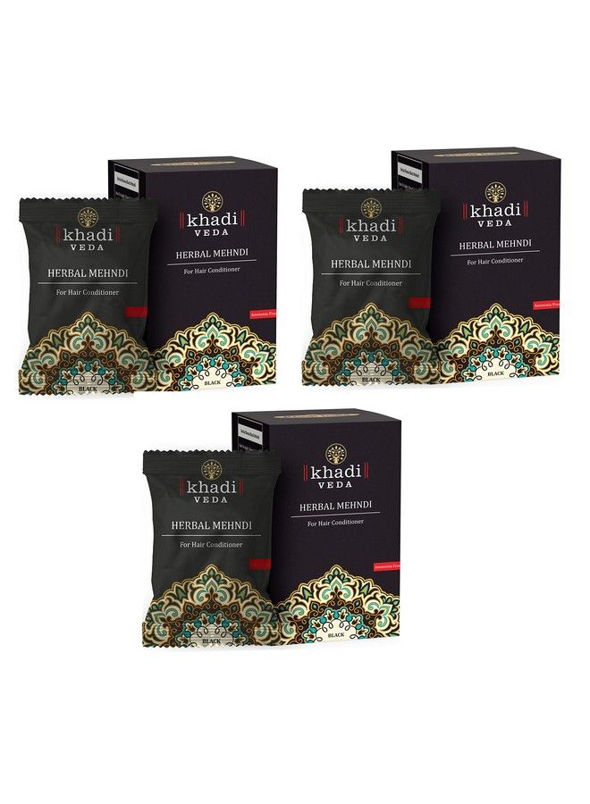 Herbal Mehndi Henna Powder For Healthy Scalp & Hair 100Gm Each (Pack Of 3)(Black)