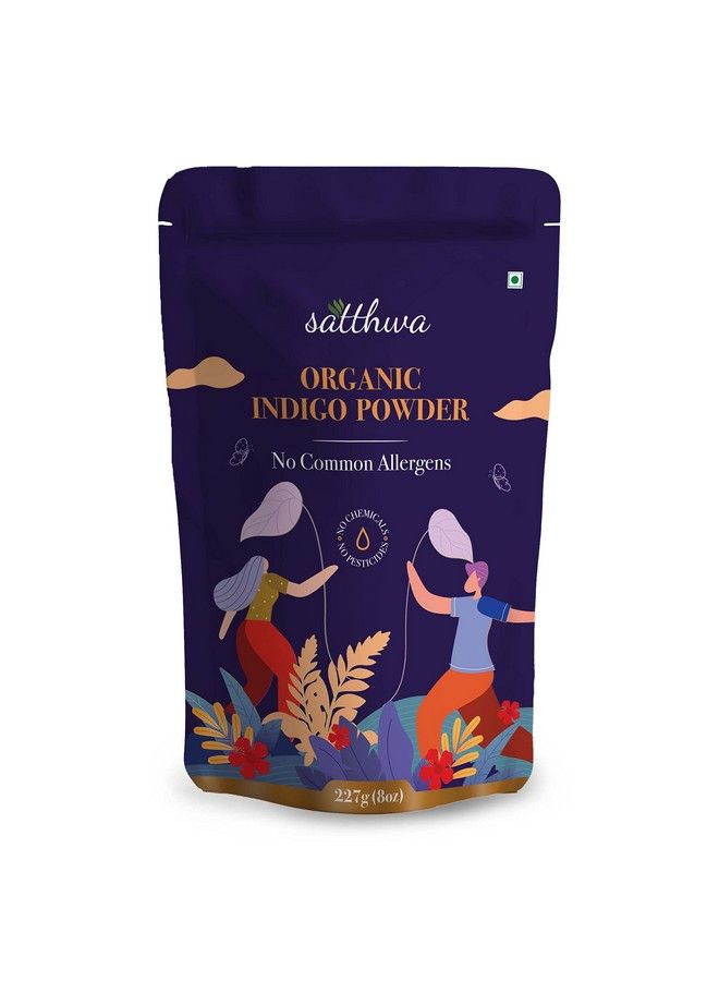 Organic Indigo Powder ; 227Gm ; 100% Pure And Natural (Indigofera Tinctoria) ; For Deep Rich Black Hair Colour And Covering Greys