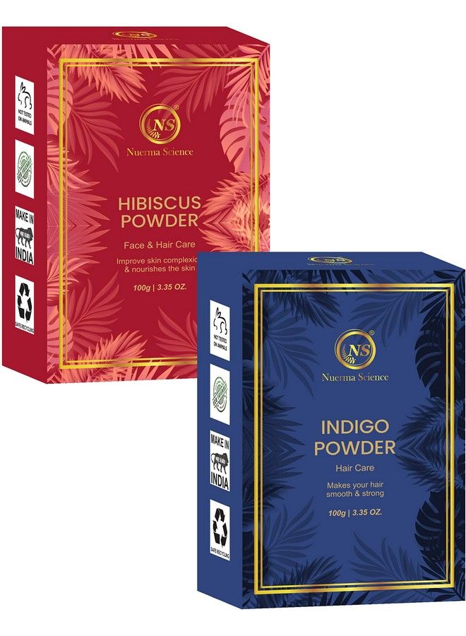 Organic Hibiscus Powder And Indigo Powder Combo (Pack Of 2 100Gm Each)