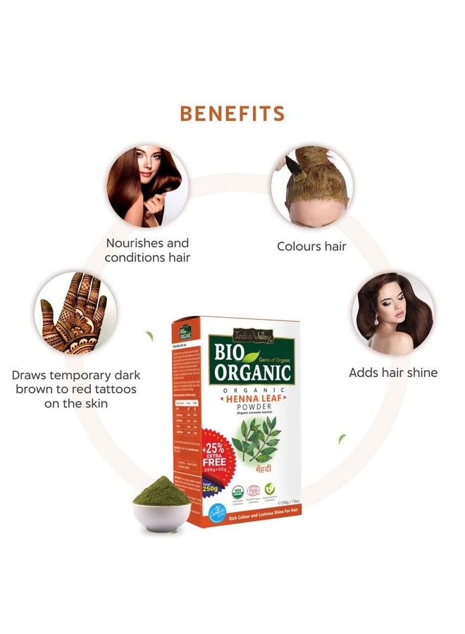 Bio Organic 100% Organic Natural Red Henna Leaf Powder For Hairs ( 200G+50G)