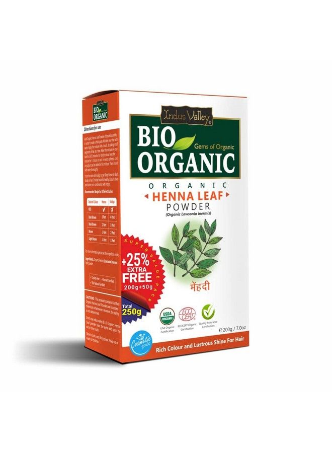 Bio Organic 100% Organic Natural Red Henna Leaf Powder For Hairs ( 200G+50G)