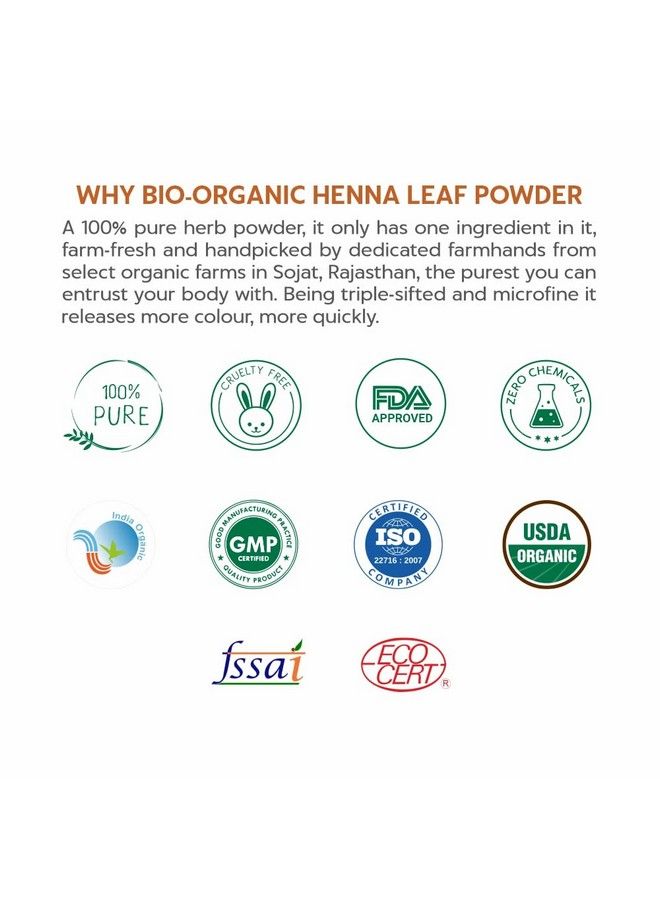 Bio Organic 100% Organic Natural Red Henna Leaf Powder For Hairs ( 200G+50G)