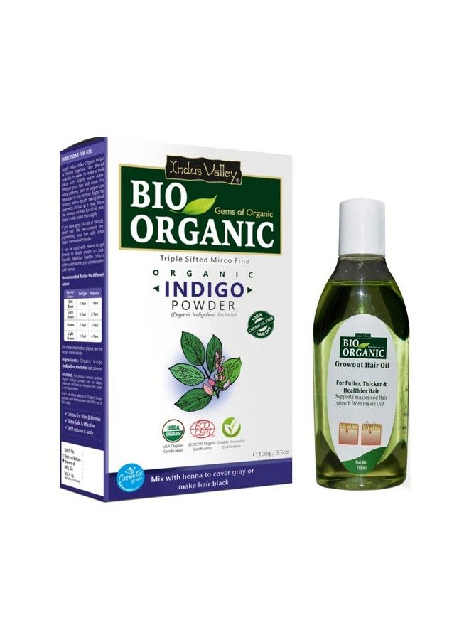 Organic Indigo Powder ; Indigofera Tinctoria & Hair Growout Oil (100G + 100Ml)