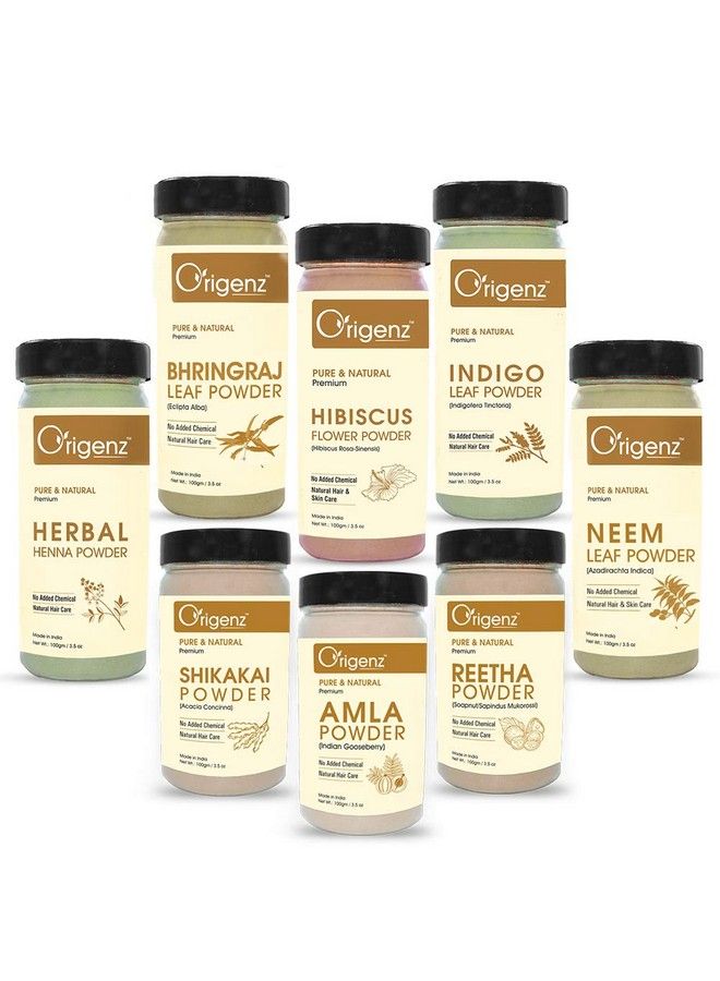 Amla Reetha Shikakai Bhringraj Hibiscus Neem Henna And Indigo Powders Combo Pack For Hair Care Healthy Scalp Nourishment Mask ; Natural Cleanser ; 800Gm