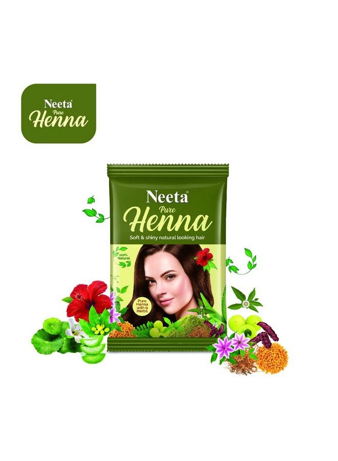 Pure Henna Powder For Hair With 9 Natural Herbs 50G (Pack Of 6) 100% Natural Henna Mehndi For Soft & Shiny Natural Looking Hair