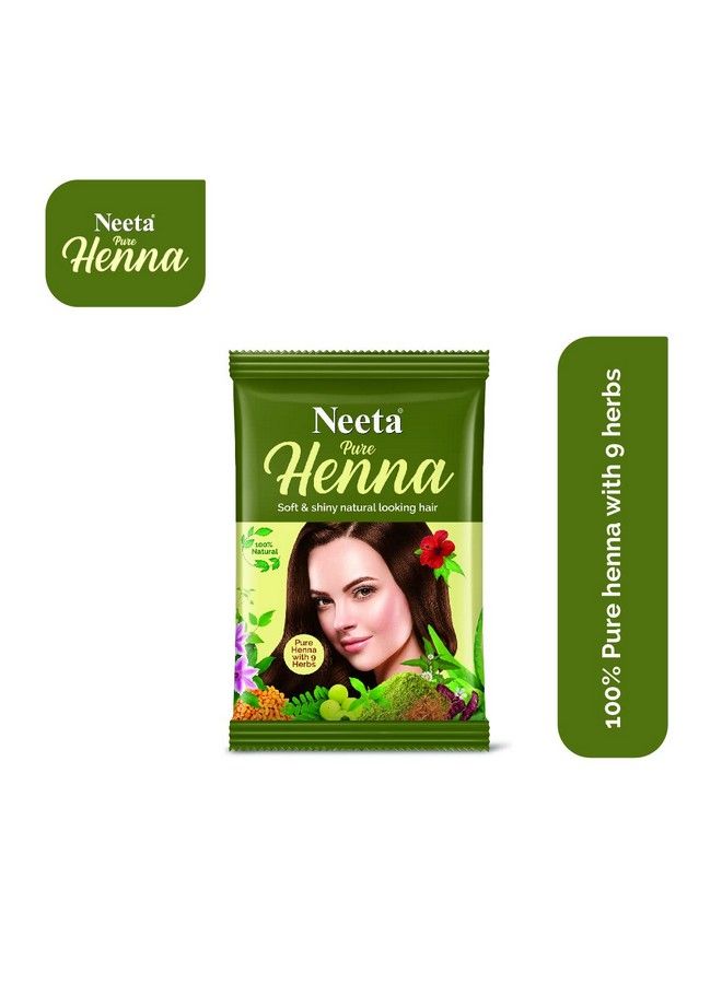 Pure Henna Powder For Hair With 9 Natural Herbs 50G (Pack Of 6) 100% Natural Henna Mehndi For Soft & Shiny Natural Looking Hair