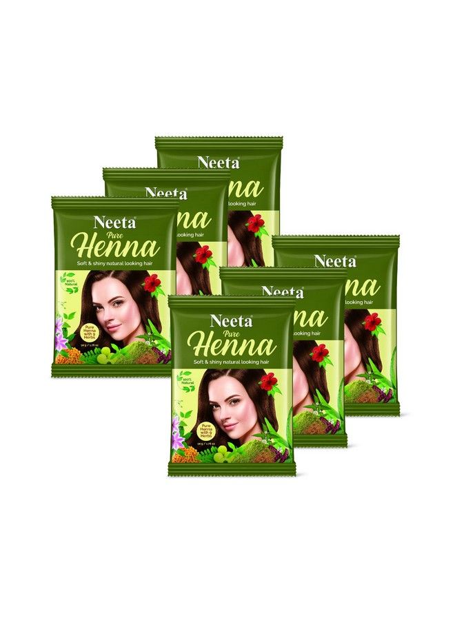 Pure Henna Powder For Hair With 9 Natural Herbs 50G (Pack Of 6) 100% Natural Henna Mehndi For Soft & Shiny Natural Looking Hair