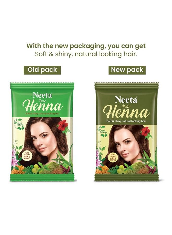 Pure Henna Powder For Hair With 9 Natural Herbs 50G (Pack Of 6) 100% Natural Henna Mehndi For Soft & Shiny Natural Looking Hair