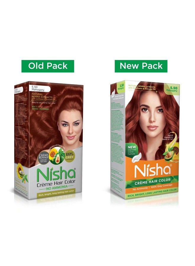 Cream Hair Color Rich Bright Long Lasting Hair Colouring For Ultra Soft Deep Shine 100% Grey Coverage Conditioning With Natural Herbs Mahogany (Pack Of 3) …