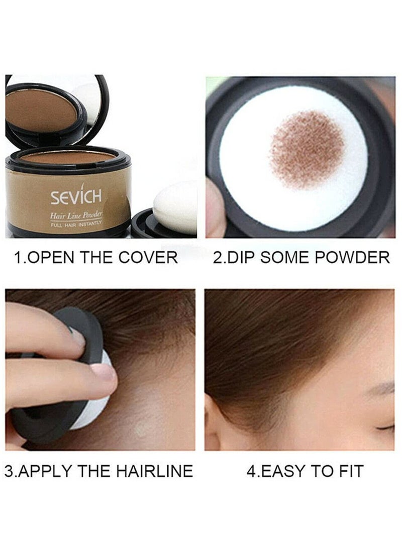 1pc Hairline Powder, Waterproof Hair Fiber Instant Hair Shadow, Portable Quick Magical Hair Fluffy Powder, Hair Color Dye Forehead Hair Line Filling Powder for Bald Spot Cover Up, (Brown B)