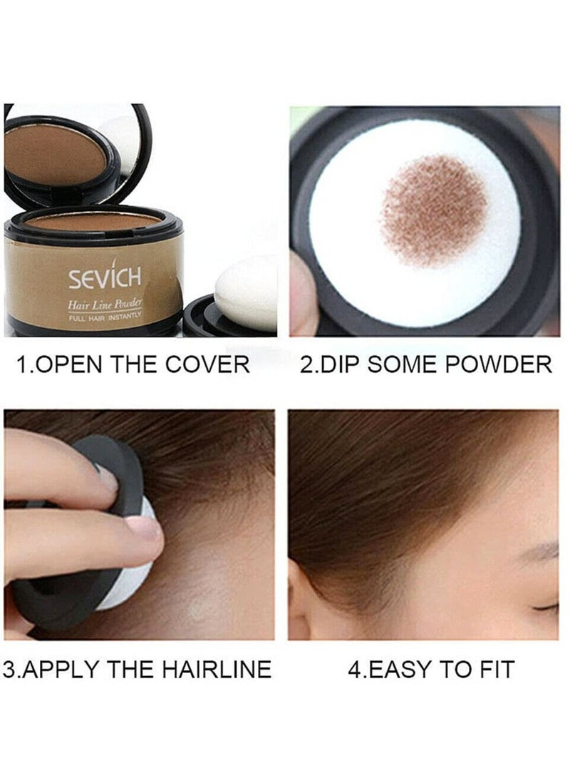 1pc Hairline Powder, Waterproof Hair Fiber Instant Hair Shadow, Portable Quick Magical Hair Fluffy Powder, Hair Color Dye Forehead Hair Line Filling Powder for Bald Spot Cover Up, (Light Brown C)