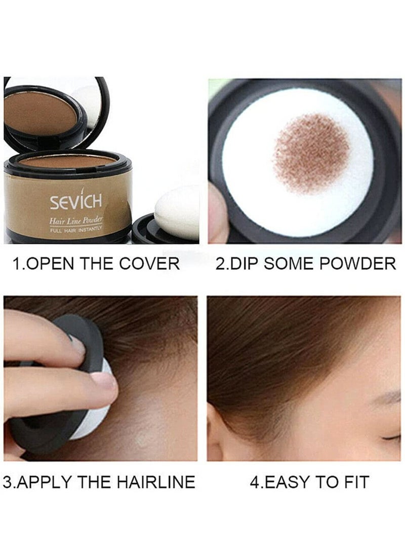 1pc Hairline Powder, Waterproof Hair Fiber Instant Hair Shadow, Portable Quick Magical Hair Fluffy Powder, Hair Color Dye Forehead Hair Line Filling Powder for Bald Spot Cover Up, (Brown-2)