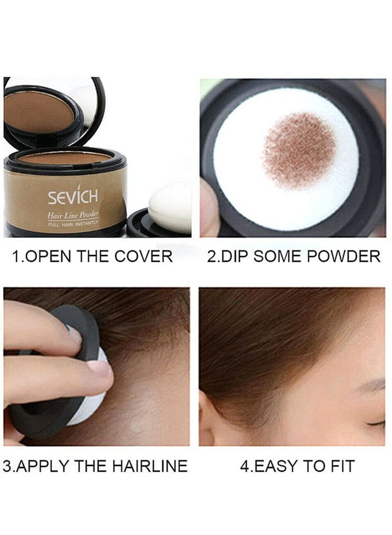 1pc Hairline Powder, Waterproof Hair Fiber Instant Hair Shadow, Portable Quick Magical Hair Fluffy Powder, Hair Color Dye Forehead Hair Line Filling Powder for Bald Spot Cover Up, (Medium Brown D)