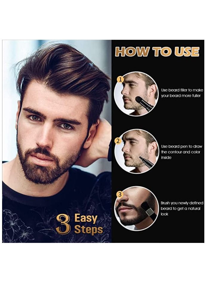 MAYCREATE® Beard Pencil Filler for Men 2 in 1 Beard Pencil with Beard Filler Powder for Beard Styling