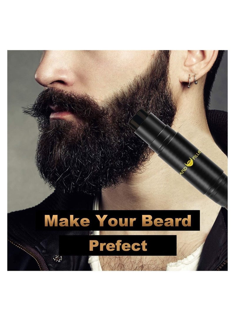 Beard Pen Filler, 2 in 1 Filling Stick and Brush for Men, Waterproof, Long Lasting Natural Looking Pen, Moustache Hair Makeup, Effective Enhance Facial Hair, Black