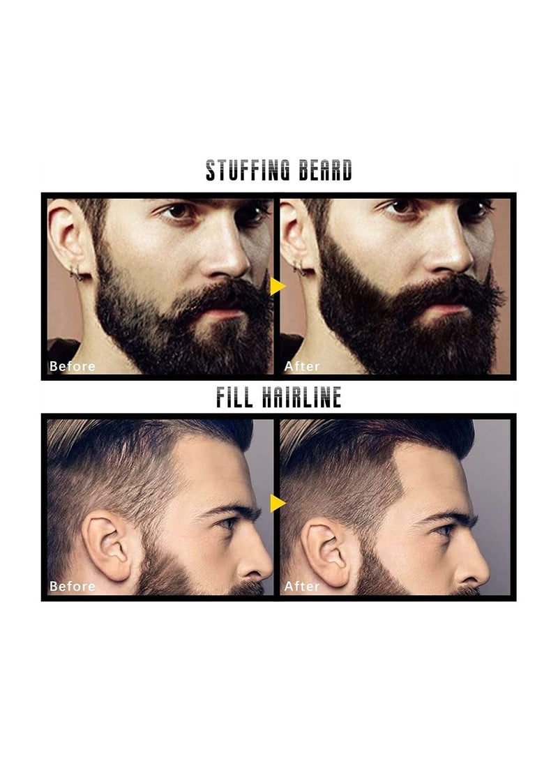 Beard Pen Filler, 2 in 1 Filling Stick and Brush for Men, Waterproof, Long Lasting Natural Looking Pen, Moustache Hair Makeup, Effective Enhance Facial Hair, Black