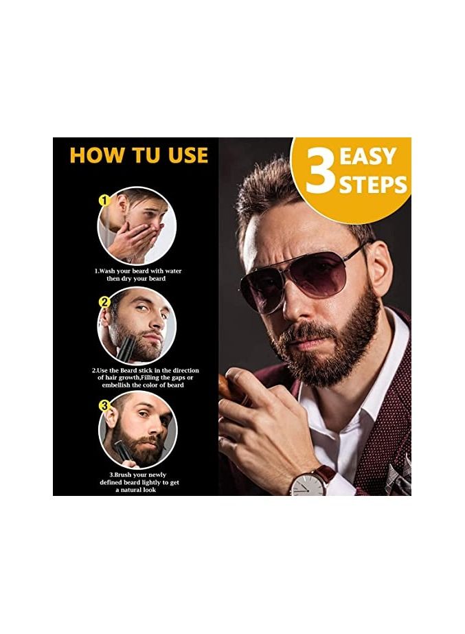 MAYCREATE® Beard Pencil Filler for Men Dual Tip 2 in 1 Beard Pencil with Brush for Beard Styling