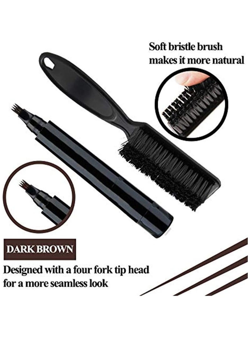 Beard Pencil Filler for Men, Filling Pen Kit - WaterProof, Long Lasting Coverage & Natural Finish, Moustache Eyebrows Dye Men Bristle Brush Included (Black)