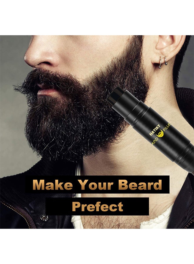 Beard Pen Filler, Beard Filling Stick And Brush 2 In 1 For Men, Waterproof And Long Lasting Natural Looking Beard, Moustache And Hair Makeup, Effective Enhance Facial Hair, Natural Finish (Black)