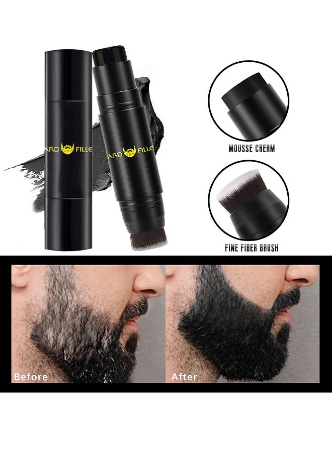 Beard Pen Filler, Beard Filling Stick And Brush 2 In 1 For Men, Waterproof And Long Lasting Natural Looking Beard, Moustache And Hair Makeup, Effective Enhance Facial Hair, Natural Finish (Black)