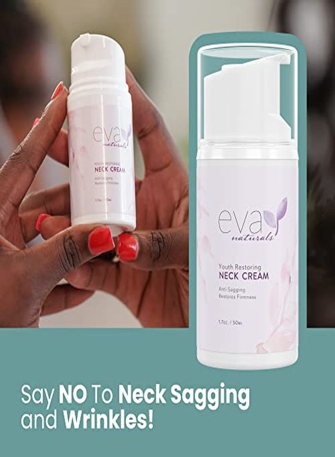 Cream By Eva Naturals (1.7 Oz) Airless Pump Firming Lotion For Sagging Neck, Face, And Décolleté Fights Wrinkles And Promotes Elasticity And Youthful Skin With Vitamin C