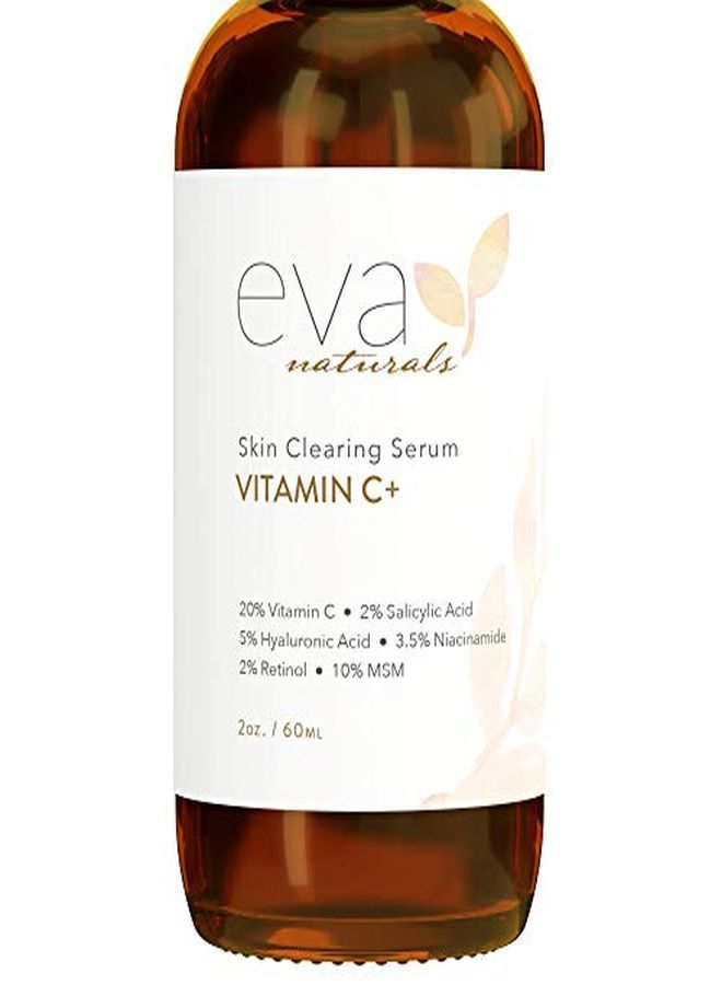 Vitamin C Serum Plus 2% Retinol, 3.5% Niacinamide, 5% Hyaluronic Acid, 2% Salicylic Acid, 10% Msm, 20% Vitamin C Skin Clearing Serum AntiAging Skin Repair, Face Serum (2 Oz)