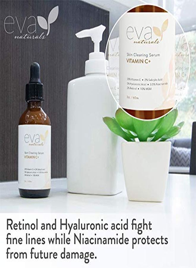 Vitamin C Serum Plus 2% Retinol, 3.5% Niacinamide, 5% Hyaluronic Acid, 2% Salicylic Acid, 10% Msm, 20% Vitamin C Skin Clearing Serum AntiAging Skin Repair, Face Serum (2 Oz)