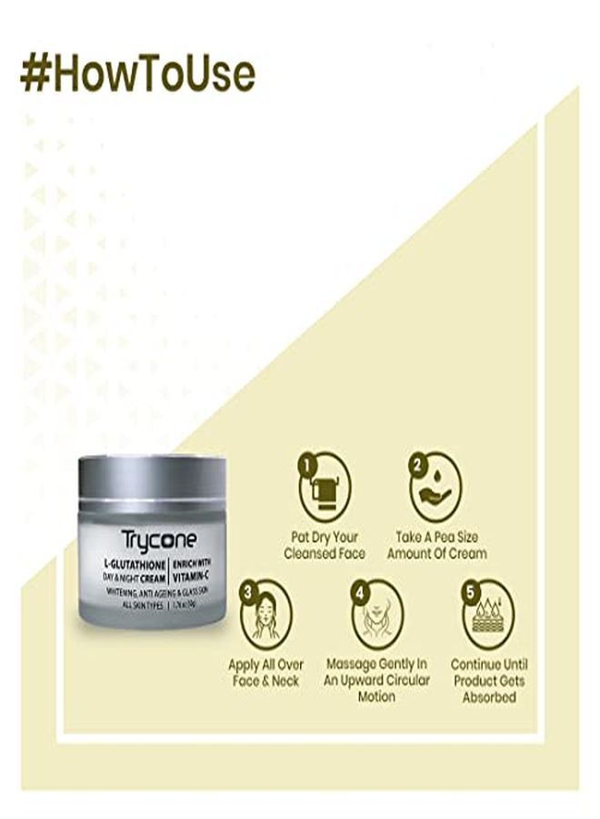 L Glutathione Cream For Skin Whitening Anti Ageing And Glass Skin Enrich With Vitamin C 50 Gm