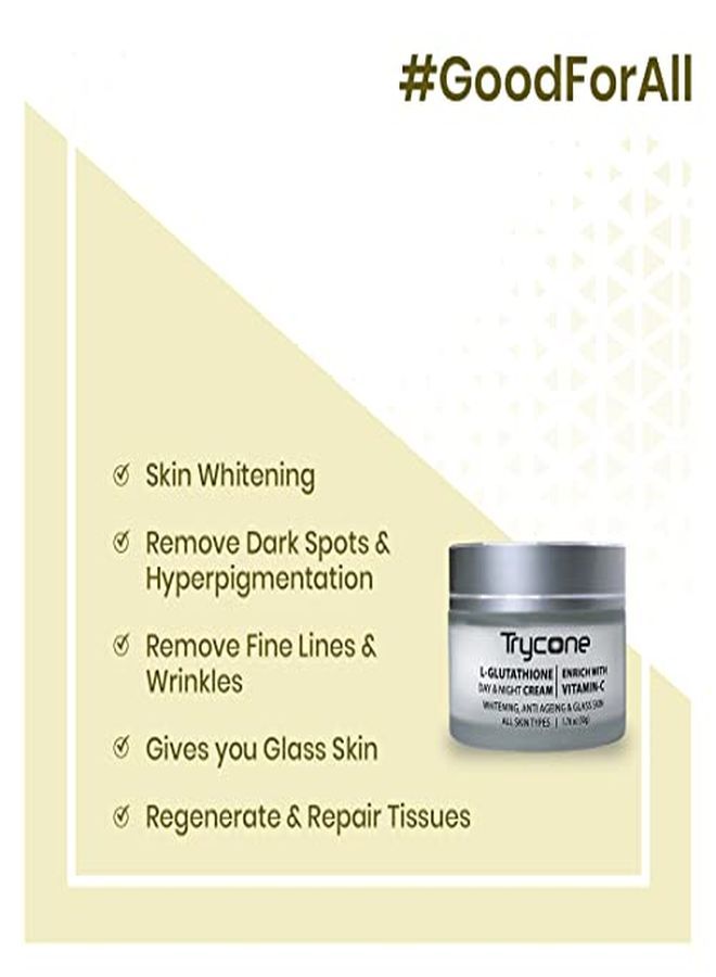 L Glutathione Cream For Skin Whitening Anti Ageing And Glass Skin Enrich With Vitamin C 50 Gm