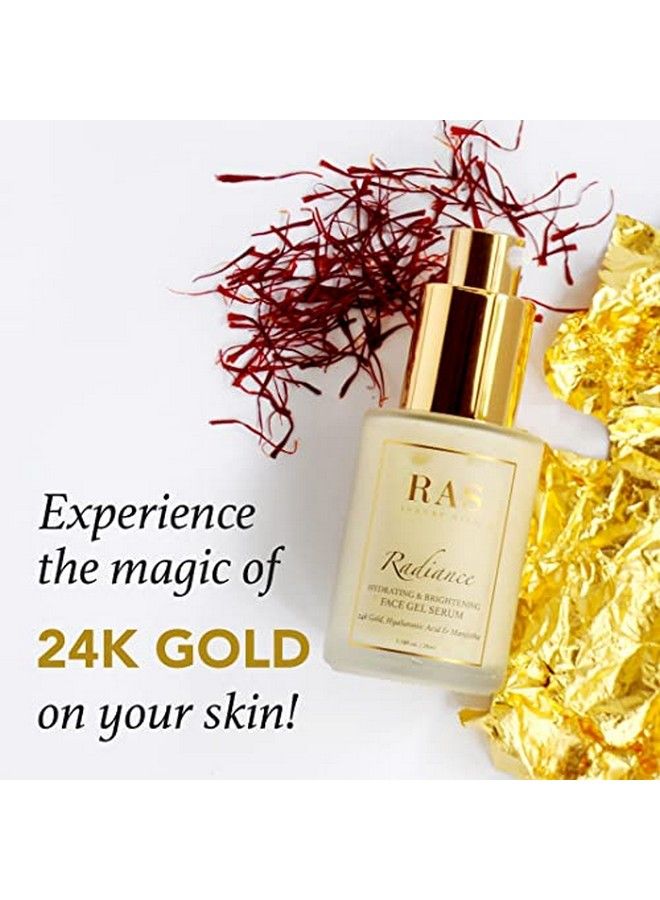 Radiance 24K Gold Brightening Face Gel Serum Enriched With Manjistha Rosehip & 24K Gold Hydrates The Skin Improves Skin Texture Fights Blemishes & Environmental Aggressors 35 Ml