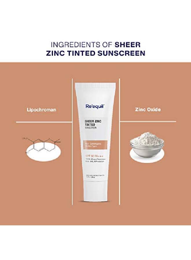 Sheer Zinc Tinted Sunscreen 50g SPF 50 PA+++ 100% Mineral Sunscreen Cream