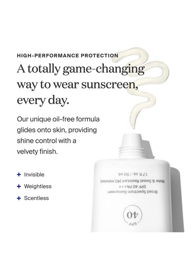 Unseen Sunscreen 0.5 Oz - Spf 40 Pa+++ Reef-Friendly Broad Spectrum Face Sunscreen & Makeup Primer - Weightless Invisible Oil Free & Scent Free - Beard Friendly - For All Skin Types