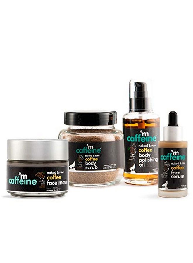 Musthave Coffee Skincare Set For Face And Body ; Exfoliates Moisturizes Hydrates ; Face Mask Body Scrub Body Oil Face Serum ; Pack Of 4