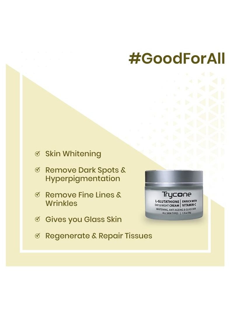 L Glutathione And Vitamin C Skin Whitening Cream For Anti Ageing And Glass Skin Enrich With Natural Actives 50Gm