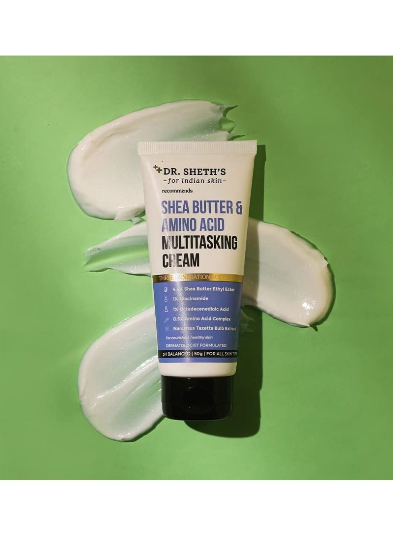 Shea Butter & Amino Acid Multitasking Face Cream With 1% Niacinamide 1% Octadecenoic Acid 50gm