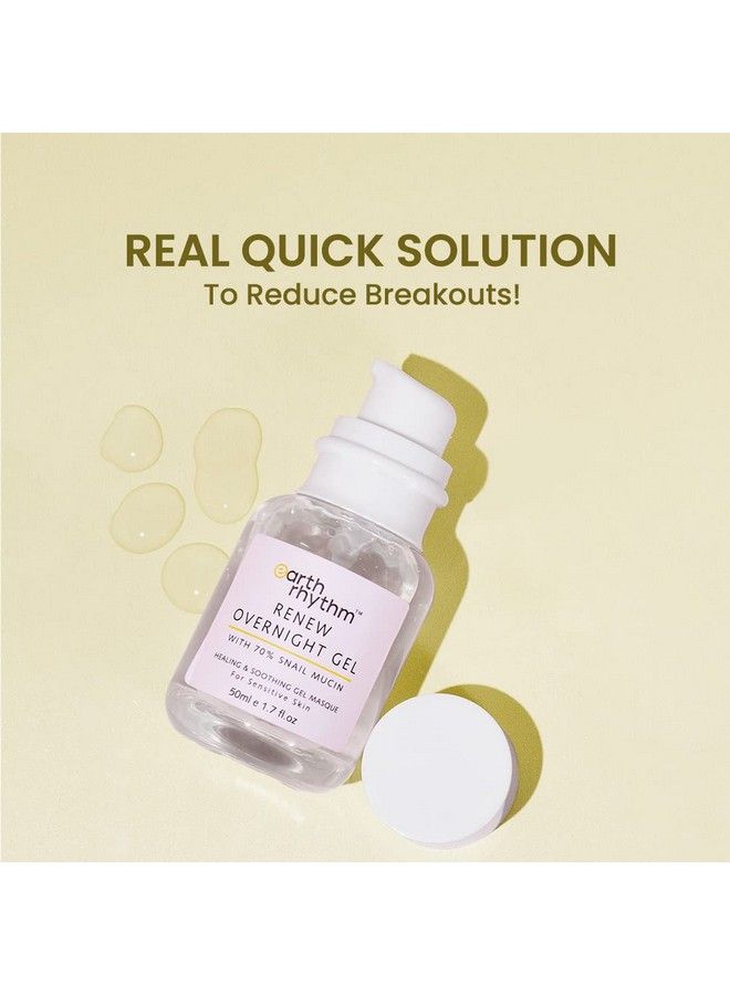 Renew Overnight Gel With Snail Mucin Healing & Soothing Face Gel For Sensitive Skin 50 Ml; Moisturize Skin Reduce Acne Repairs Damaged Skin