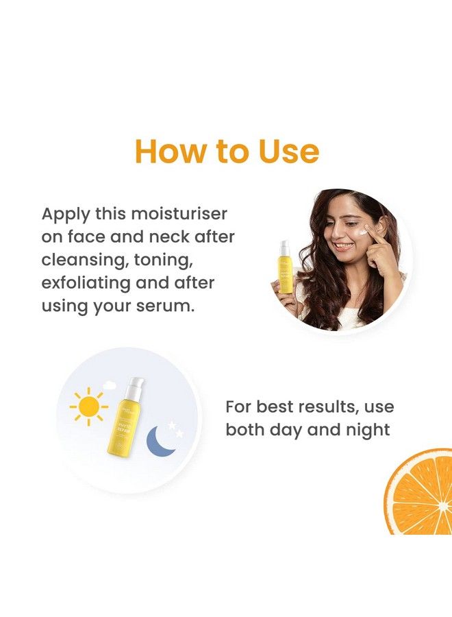 Vitamin C Moisturizer For Glowing Skin; Hydrates Moisturizes & Brightens Skin; Matrixyl 3000; For Dry Dull And Pigmented Skin; Men & Women; Non Comedogenic 50 Gm