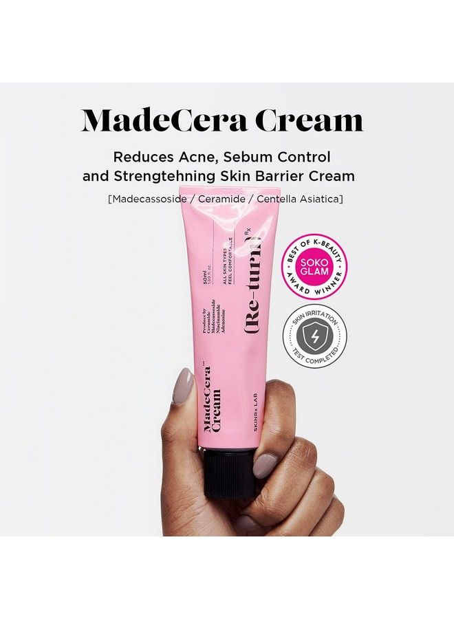 Skinrxlab Made Cera Cream 50Ml (1.69 Fl.Oz.) Acne & Redness Relief Face Moisturizer Sebum Control Improving Skin Barrier With Ceramide And Madecassoside Antiaging And Pore Minimizing Face Cream