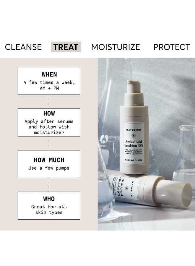 Azelaic Acid Emulsion 10% Plus Bioactive Brightening Complex & Niacinamide Aging Skin Treatment 1 Oz