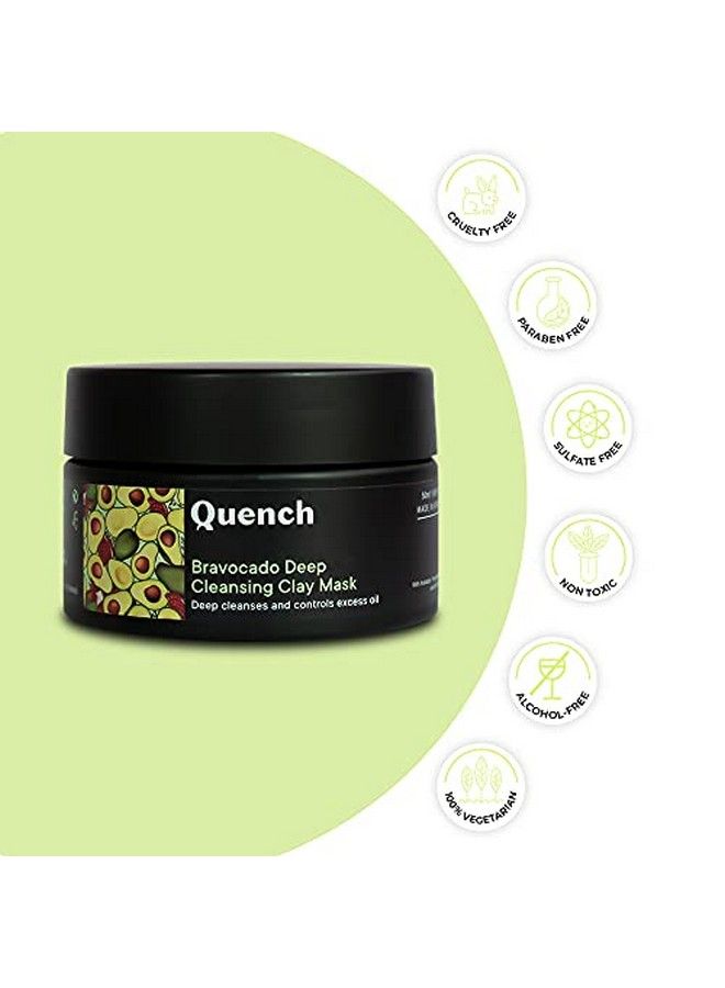 Bravocado Deep Cleansing Clay Mask ; Made In Korea ; Removes Oil And Impurities And Adds A Radiant Glow ; With Avocado Pomegranate Rice Water Kaolin And Bentonite (50Ml)