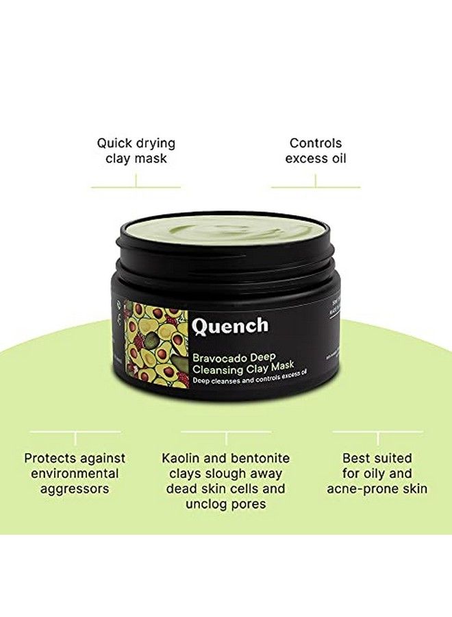 Bravocado Deep Cleansing Clay Mask ; Made In Korea ; Removes Oil And Impurities And Adds A Radiant Glow ; With Avocado Pomegranate Rice Water Kaolin And Bentonite (50Ml)